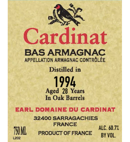 Domaine du Cardinat 1994 28 Year Old Bas Armagnac