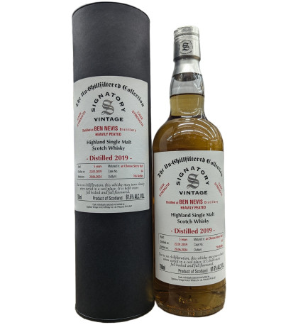 Signatory Vintage Cask Strength Heavily Peated Ben Nevis 5 Year Old Single Malt Signatory Vintage Cask Strength Heavily Peated Ben Nevis 5 Year Old Single Malt