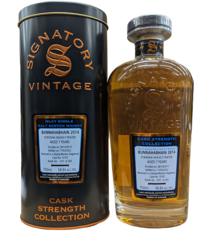 Signatory Vintage Cask Strength Collection Bunnahabhain Staoisha 7 Year Old Single Malt Signatory Vintage Cask Strength Collection Bunnahabhain Staoisha 7 Year Old Single Malt